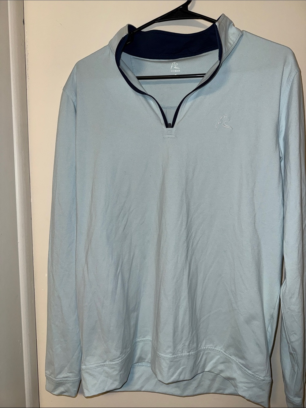 Rhoback Men's Seaform (Blue/Green) Quarter-Zip with Navy Trim